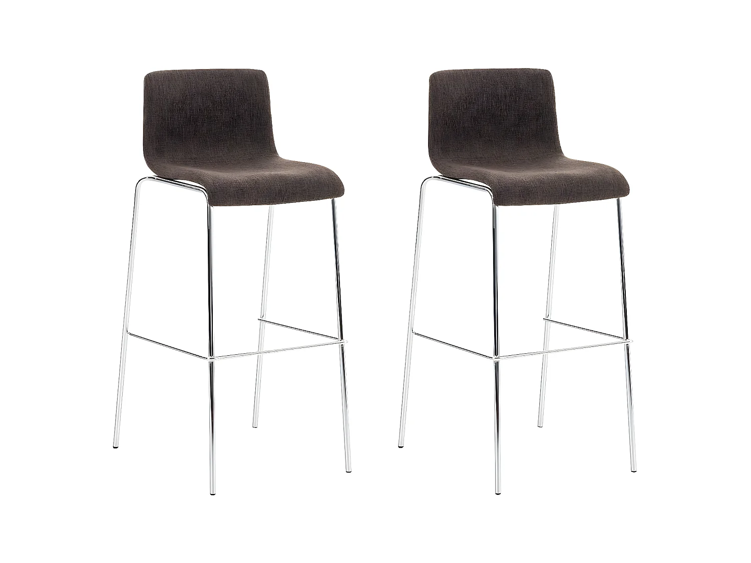 Lot de 2  Tabouret de bar - Tissu & Chrome - Marron - Hover