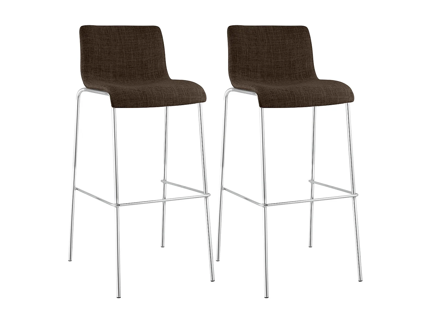 Lot de 2  Tabouret de bar - Tissu & Chrome - Marron - Hover
