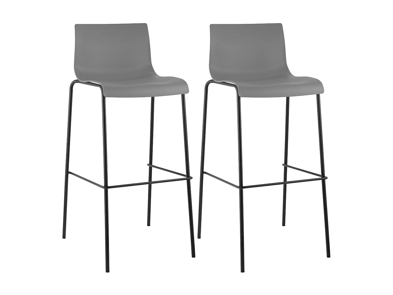 2er Set Barhocker - Kunststoff & schwarz - grau - Hover