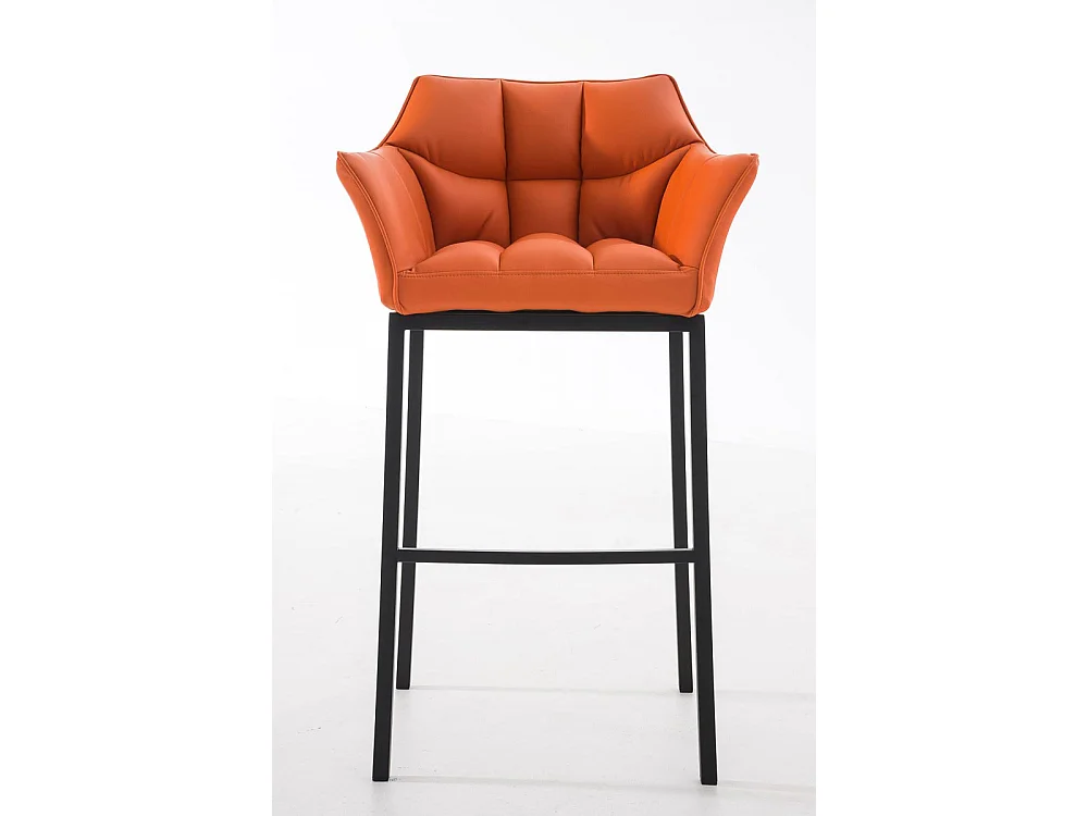 Lot de 2  Tabouret de bar - Similicuir & Noir - Orange - DAMASO