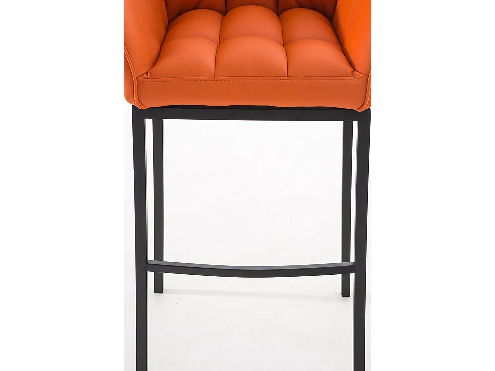 Lot de 2  Tabouret de bar - Similicuir & Noir - Orange - DAMASO