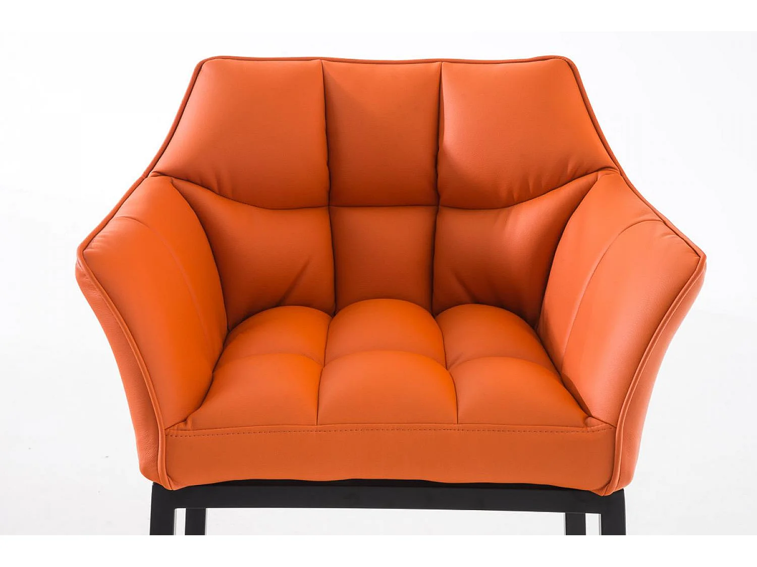 Lot de 2  Tabouret de bar - Similicuir & Noir - Orange - DAMASO