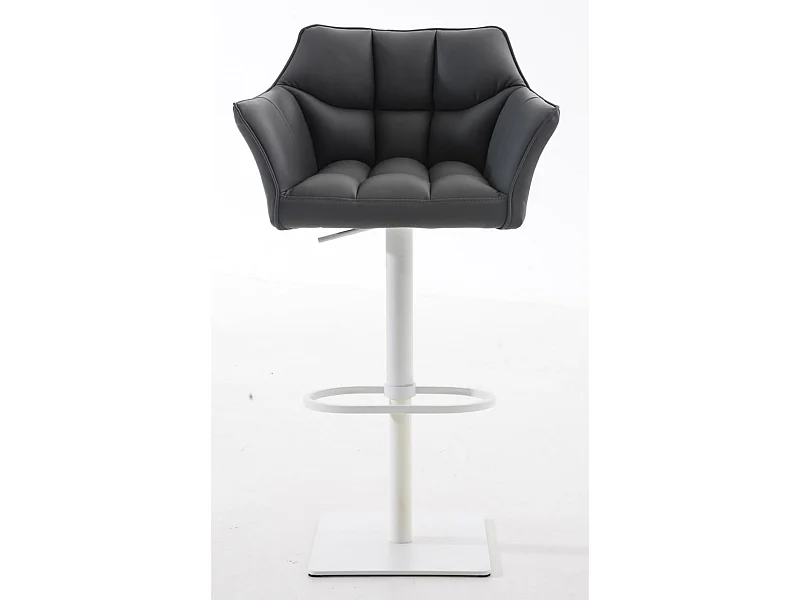 Lot de 2  Tabouret de bar - Similicuir & Blanc - Gris - Damaso