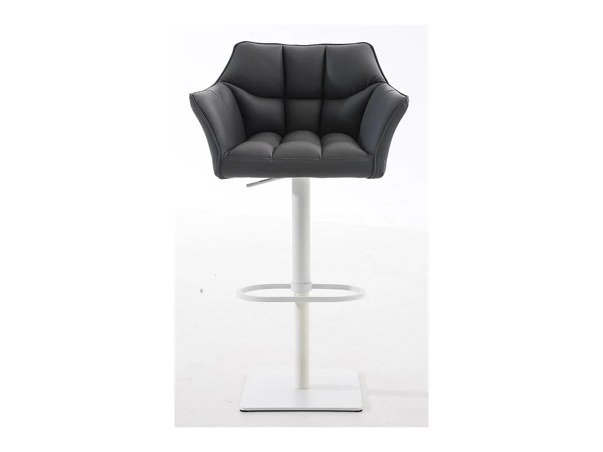 Lot de 2  Tabouret de bar - Similicuir & Blanc - Gris - Damaso