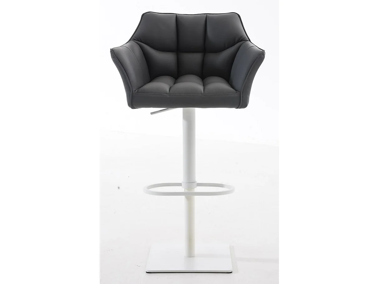 Lot de 2  Tabouret de bar - Similicuir & Blanc - Gris - Damaso