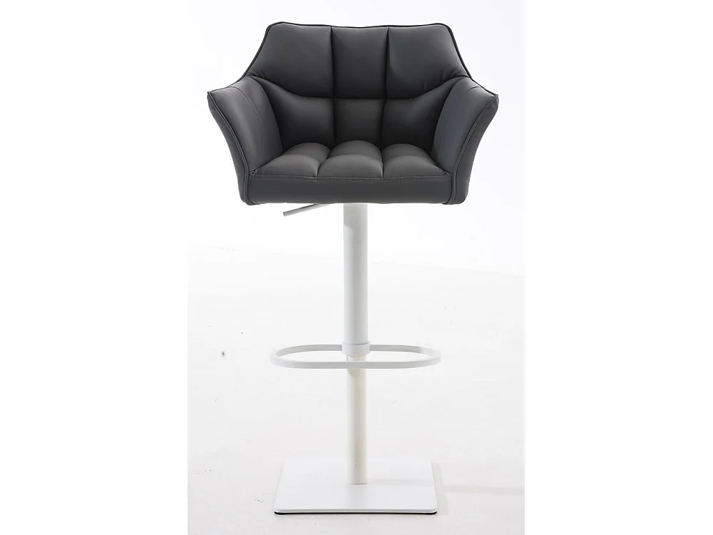 Lot de 2  Tabouret de bar - Similicuir & Blanc - Gris - Damaso