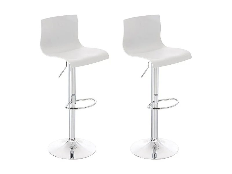 2er Set Barhocker - Kunststoff & Metall in Chromoptik - weiß - Hover
