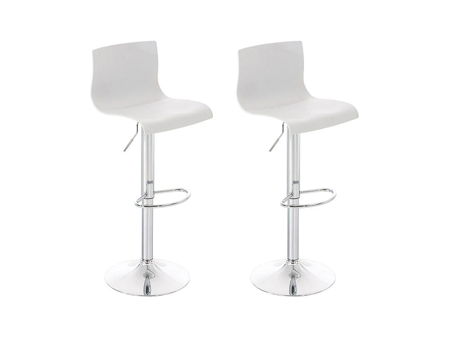 Lot de 2  Tabouret de bar - Plastique & Métal chromé - Blanc - Hover