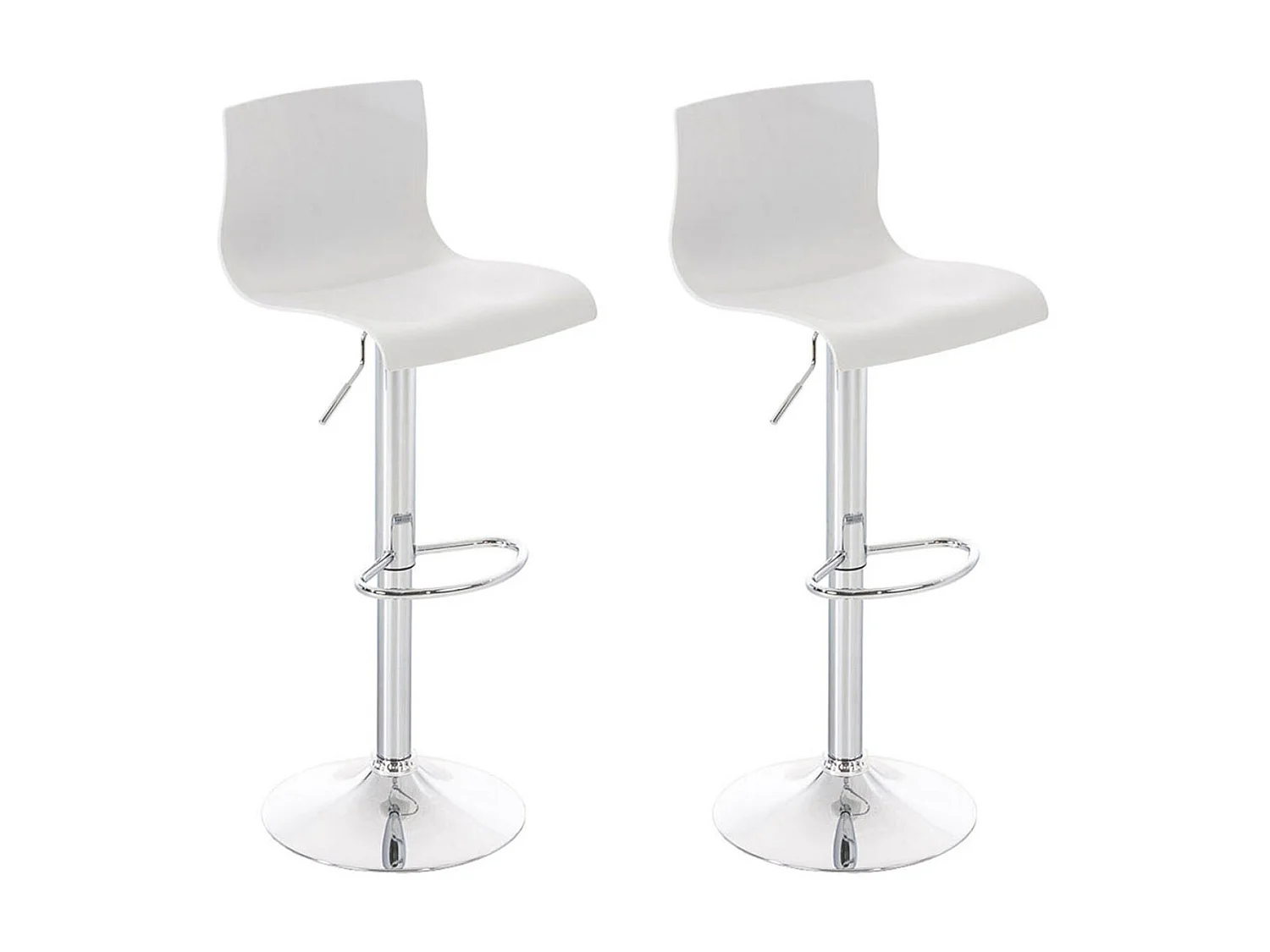Lot de 2  Tabouret de bar - Plastique & Métal chromé - Blanc - Hover