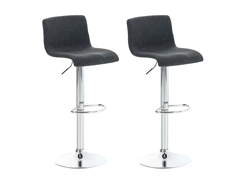 Lot de 2  Tabouret de bar - Tissu & Métal chromé - Gris foncé - Hover