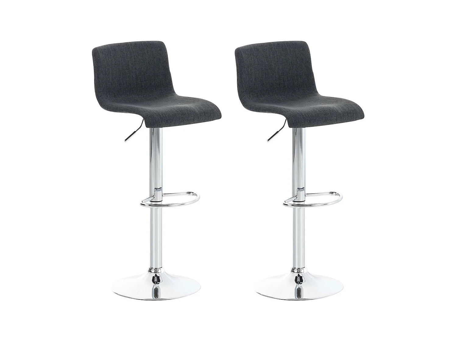 Lot de 2  Tabouret de bar - Tissu & Métal chromé - Gris foncé - Hover