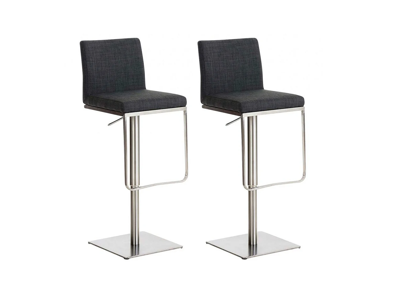 Lot de 2  Tabouret de bar - Tissu & Acier inoxydable - Gris foncé - Panama