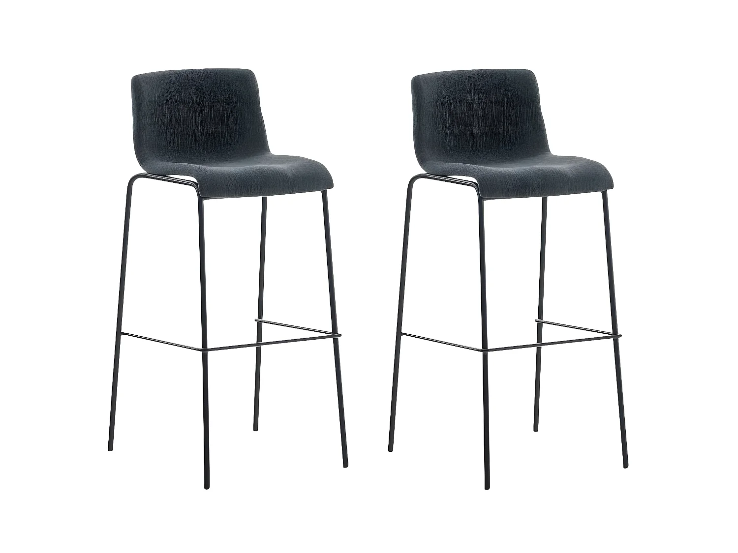 Lot de 2  Tabouret de bar - Tissu & Noir - Gris foncé - Hover