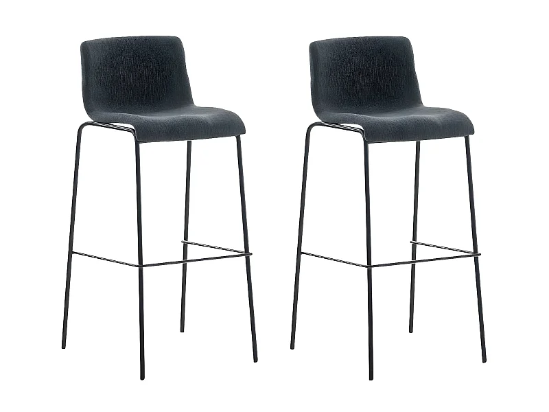 Lot de 2  Tabouret de bar - Tissu & Noir - Gris foncé - Hover
