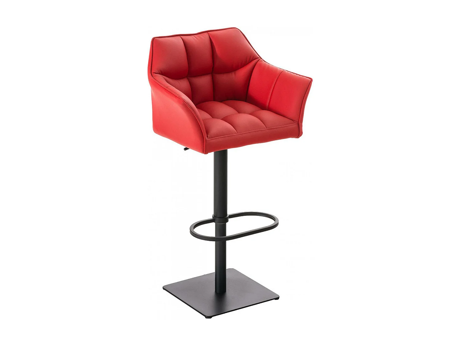 Lot de 2  Tabouret de bar - Similicuir & Noir - Rouge - Damaso