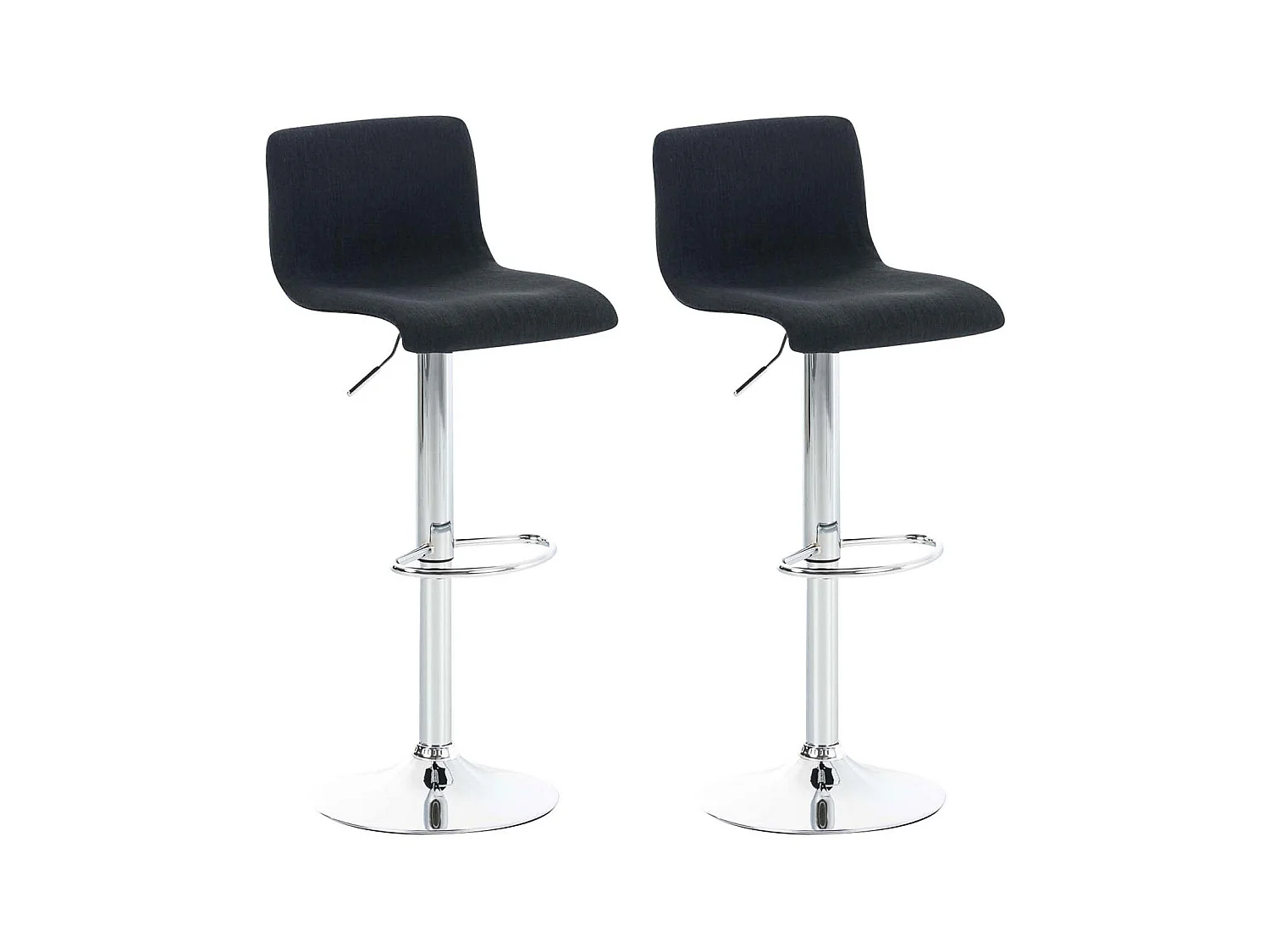 Lot de 2  Tabouret de bar - Tissu & Métal chromé - Noir - Hover