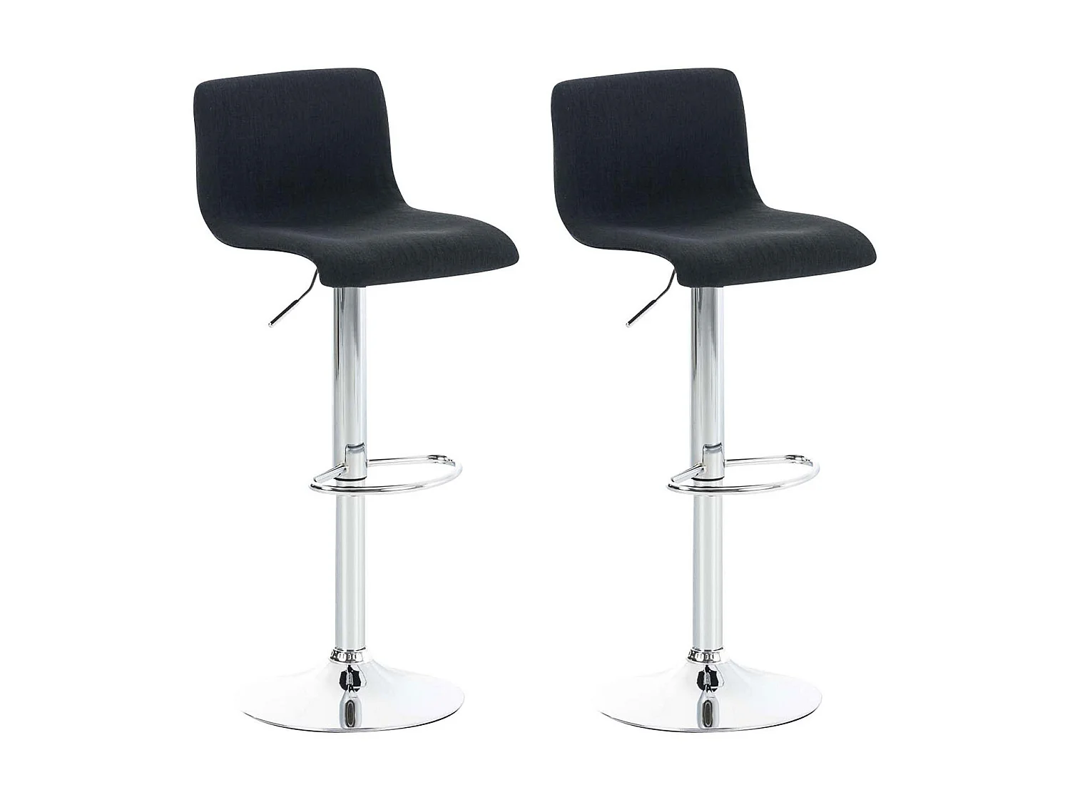 Lot de 2  Tabouret de bar - Tissu & Métal chromé - Noir - Hover