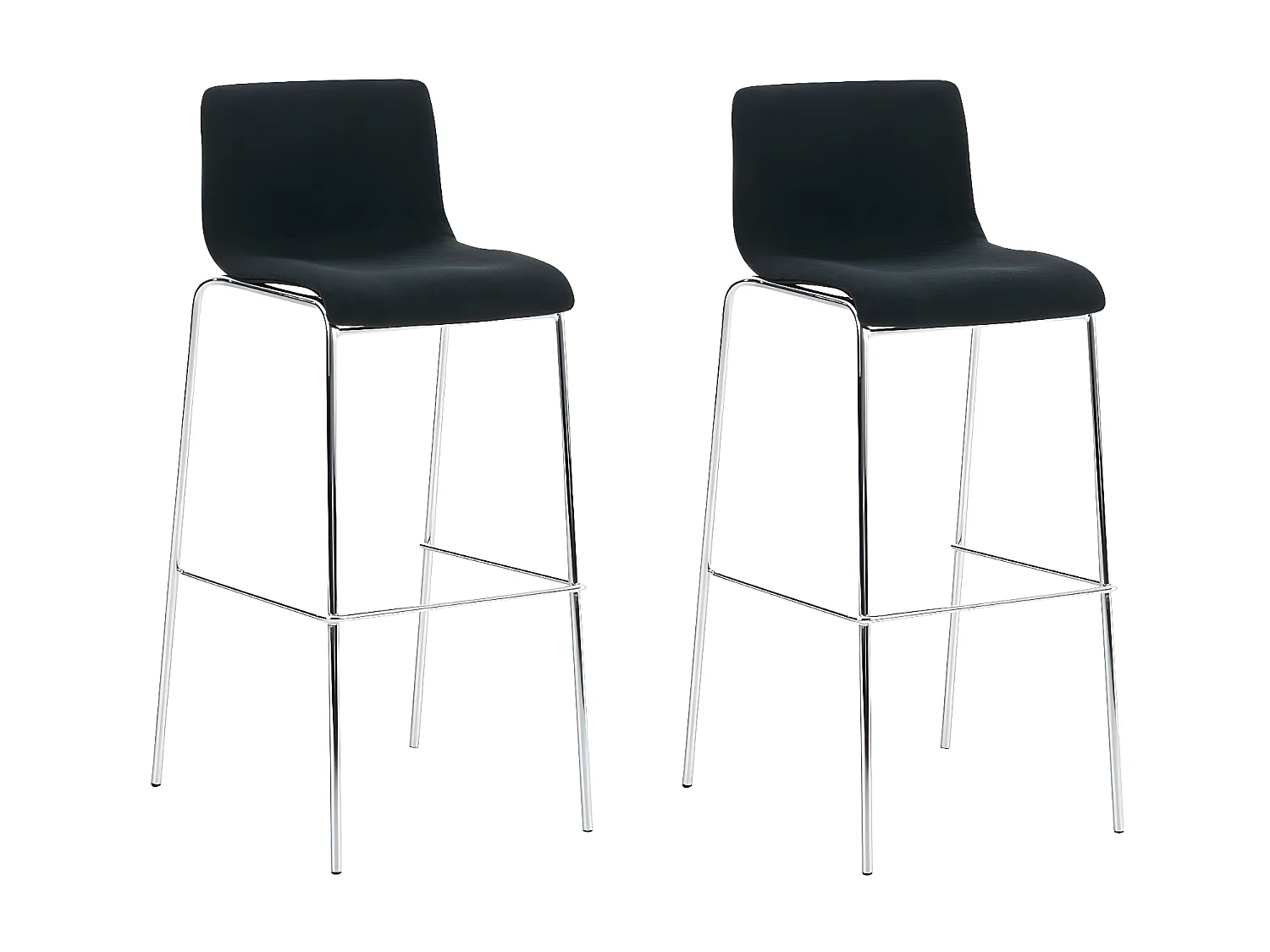 Lot de 2  Tabouret de bar - Tissu & Chrome - Noir - Hover