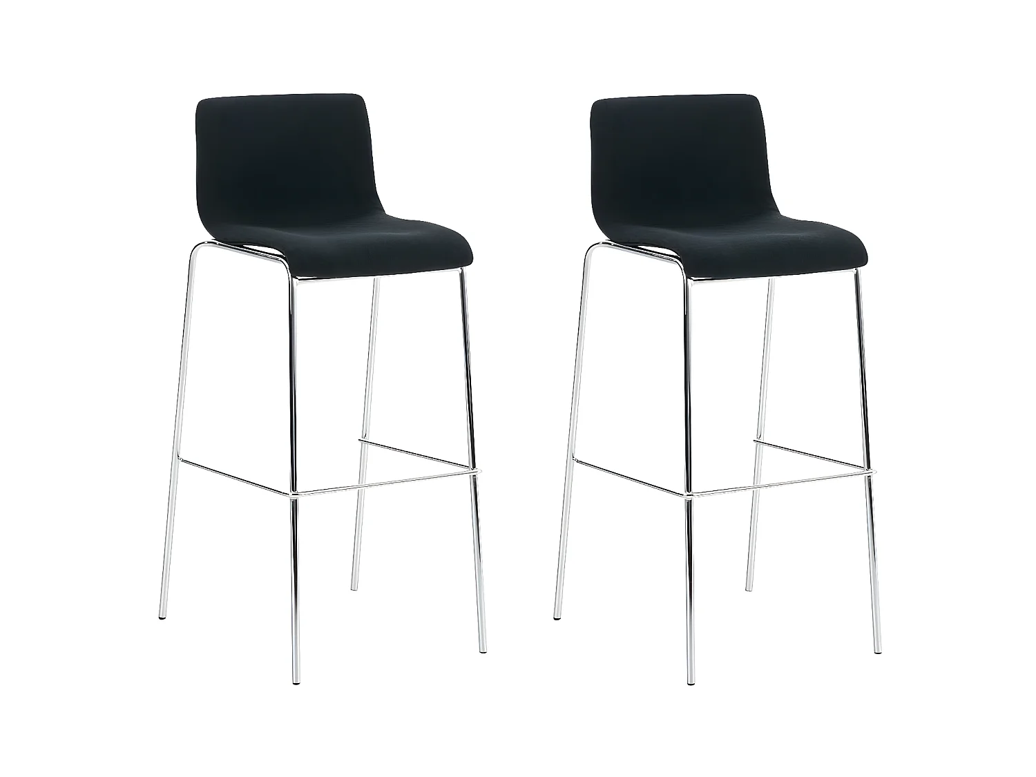 Lot de 2  Tabouret de bar - Tissu & Chrome - Noir - Hover