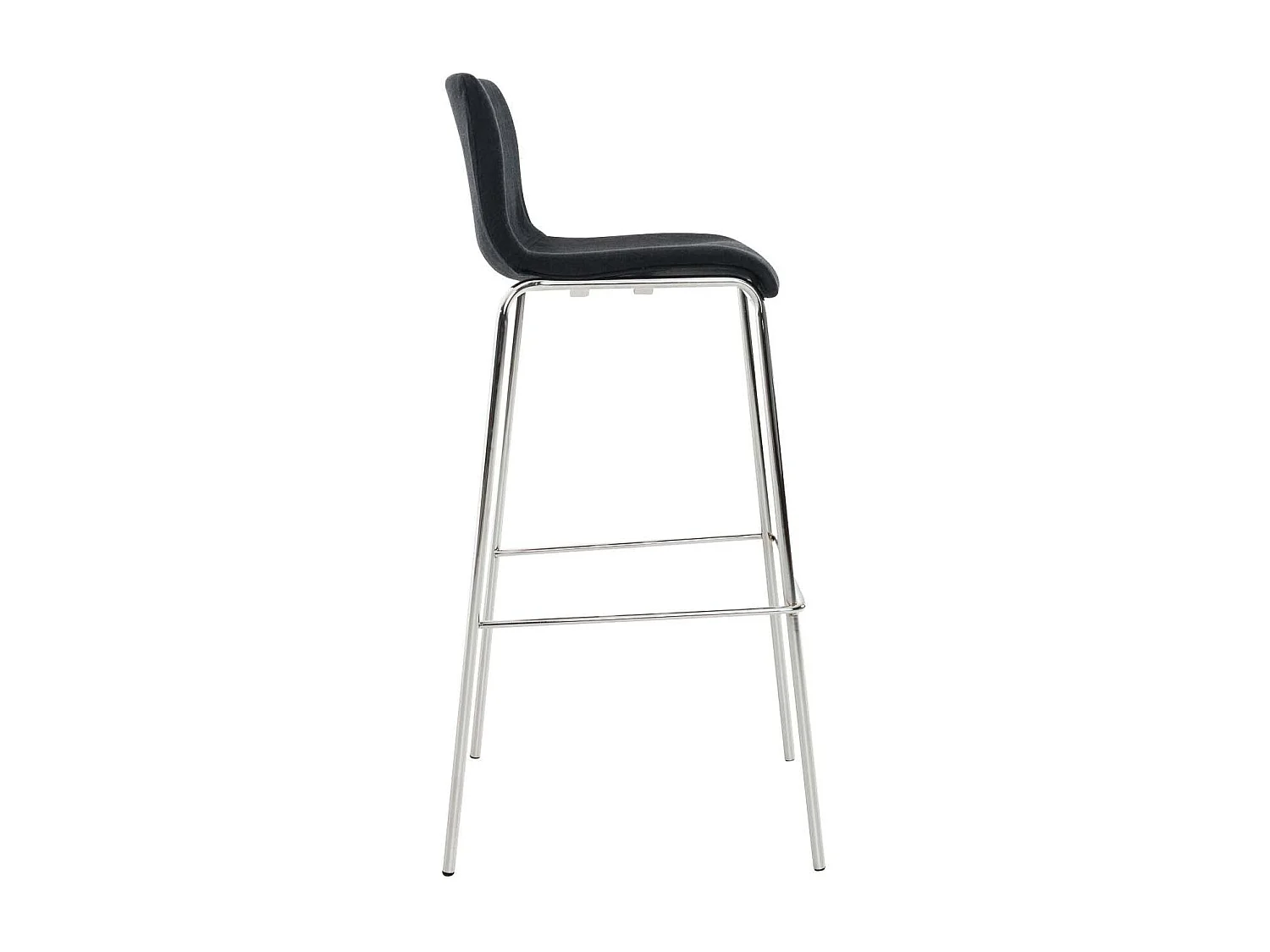Lot de 2  Tabouret de bar - Tissu & Chrome - Noir - Hover