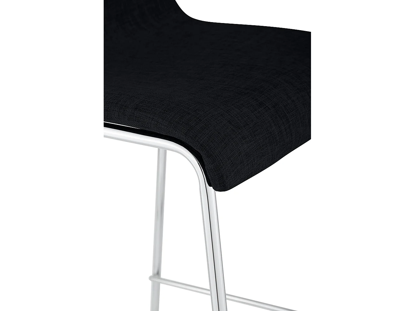 Lot de 2  Tabouret de bar - Tissu & Chrome - Noir - Hover