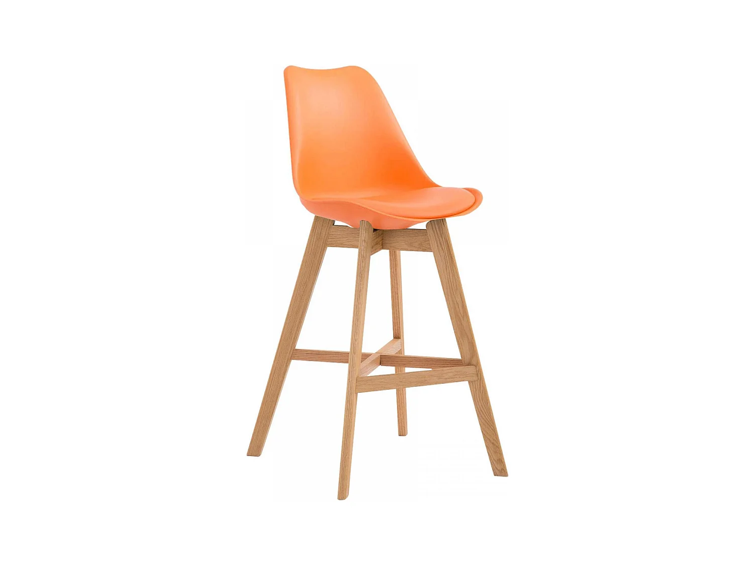 Tabouret de bar - Plastique & Bois - Orange - Cannes