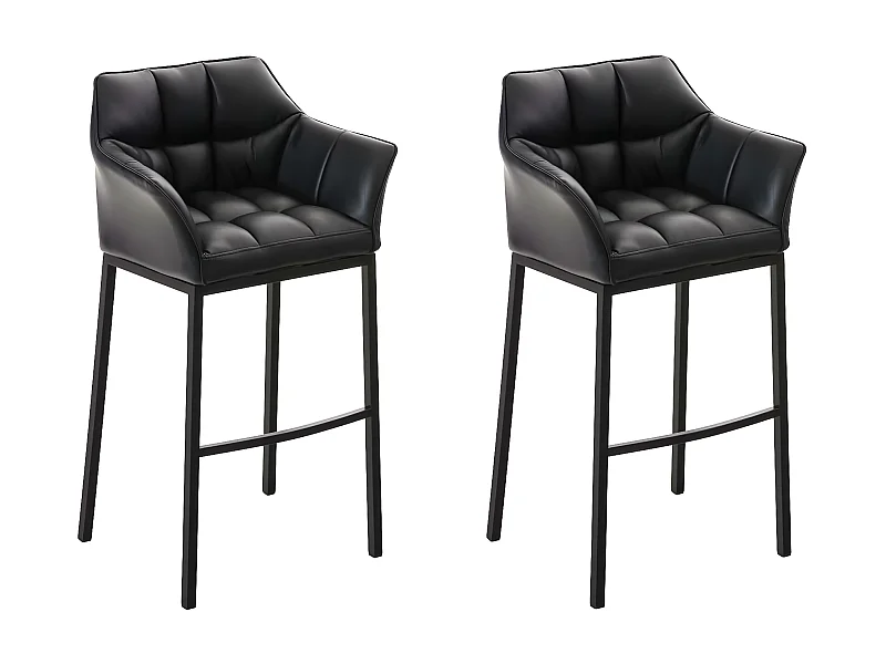 Lot de 2  Tabouret de bar - Similicuir & Noir - Noir - DAMASO