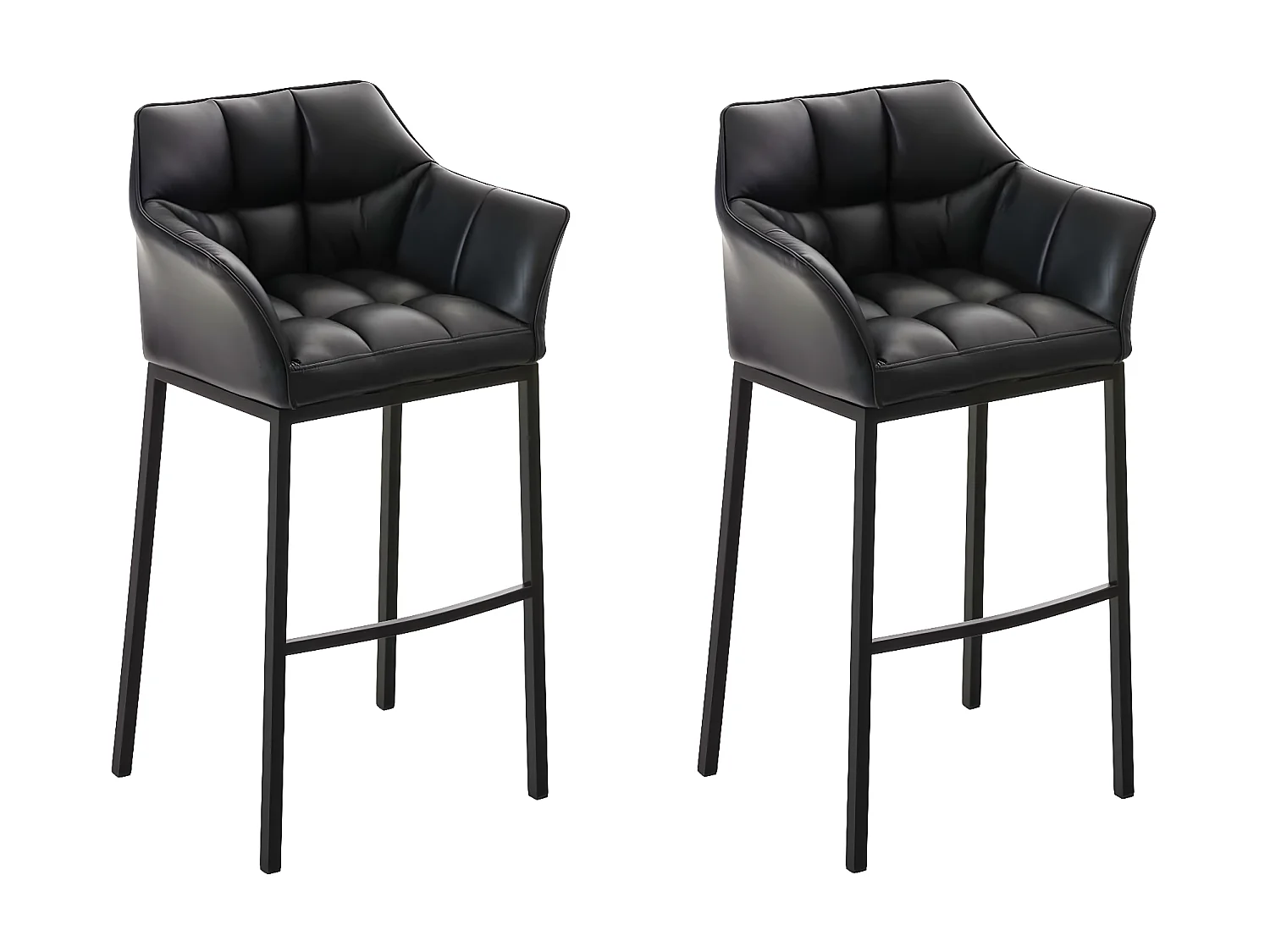 Lot de 2  Tabouret de bar - Similicuir & Noir - Noir - DAMASO