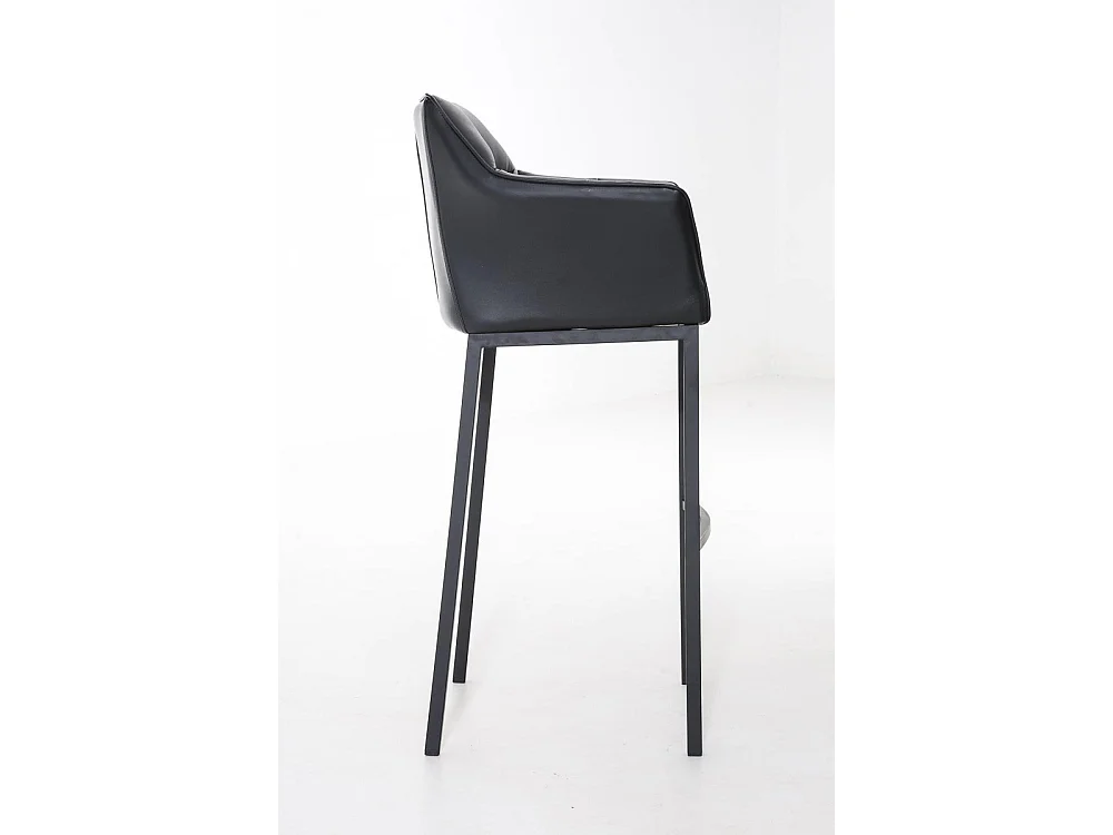 Lot de 2  Tabouret de bar - Similicuir & Noir - Noir - DAMASO