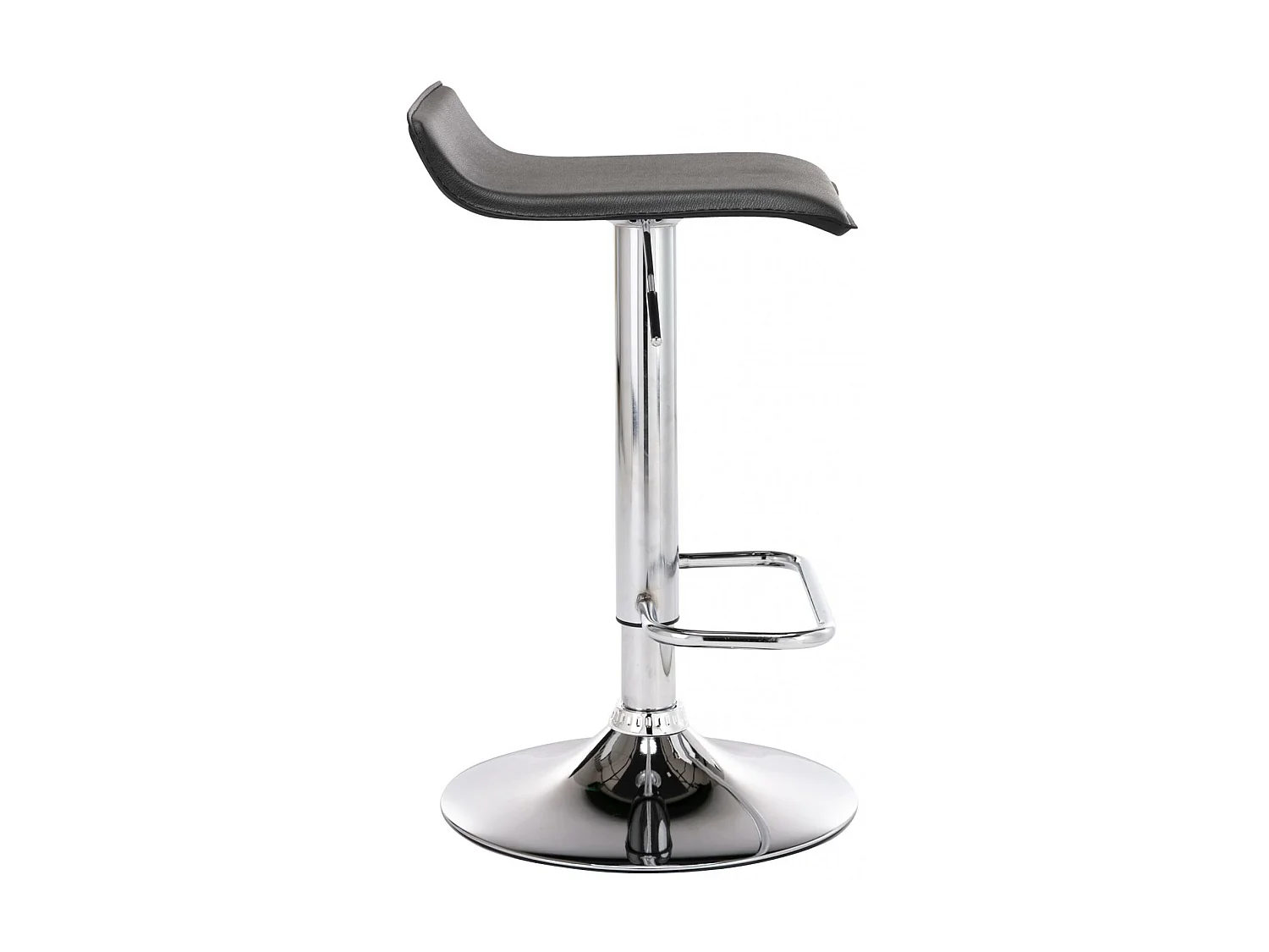 Lot de 2  Tabouret de bar - Similicuir & Métal chromé - Noir - Dyn