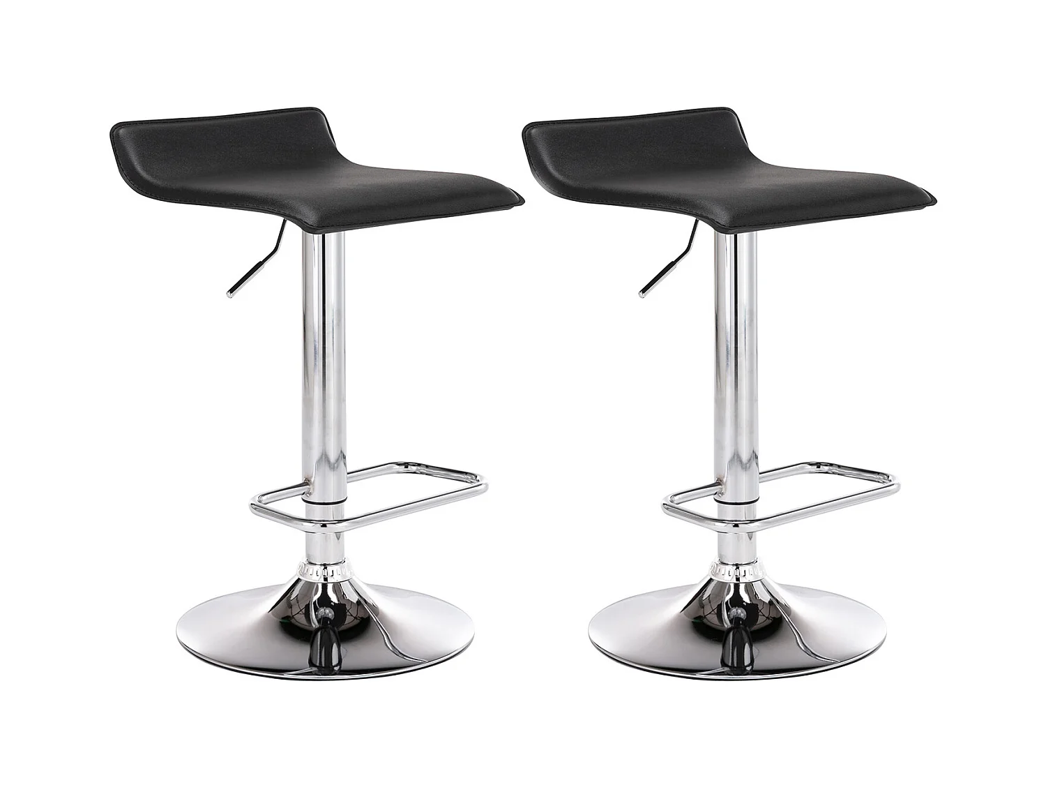 Lot de 2  Tabouret de bar - Similicuir & Métal chromé - Noir - Dyn