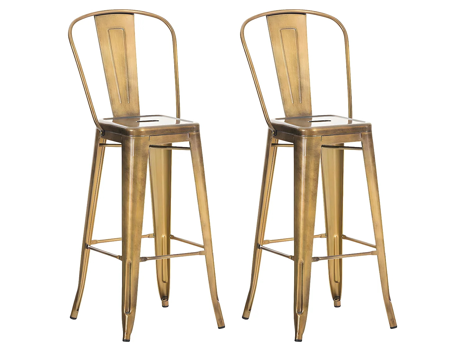 Lot de 2  Tabouret de bar - Métal & Métal - Or - Aiden