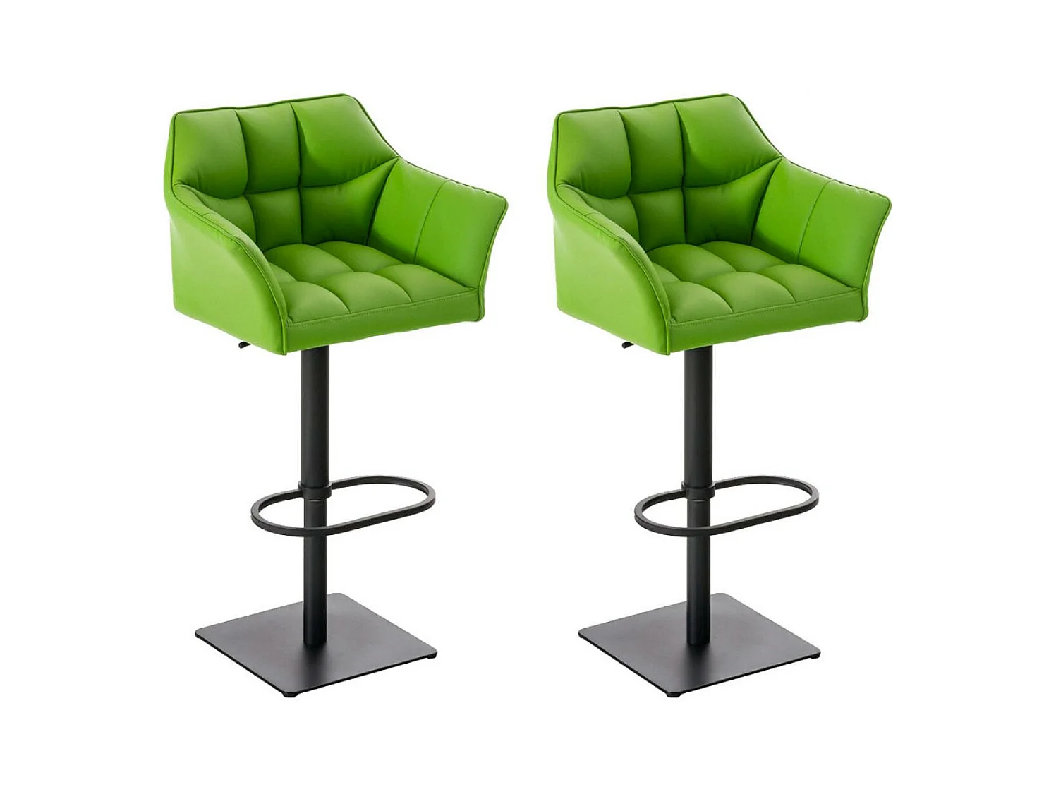 Lot de 2  Tabouret de bar - Similicuir & Noir - Vert - Damaso