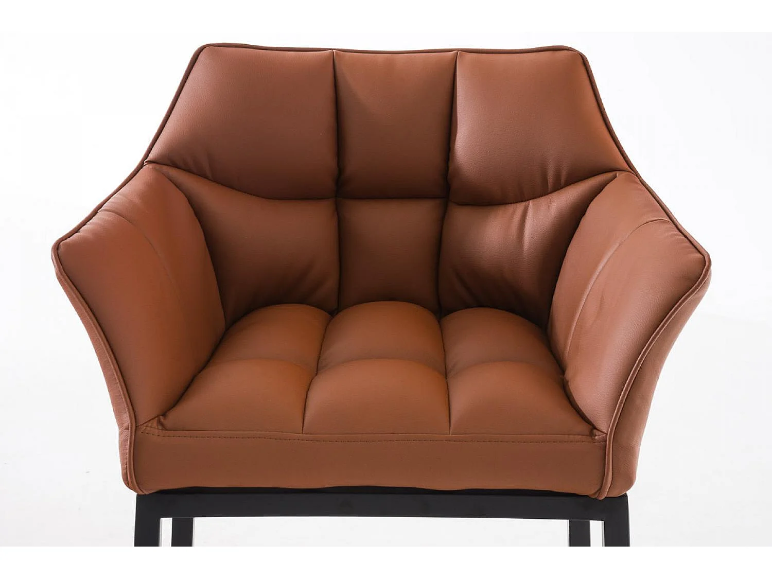 Lot de 2  Tabouret de bar - Similicuir & Noir - Marron clair - DAMASO