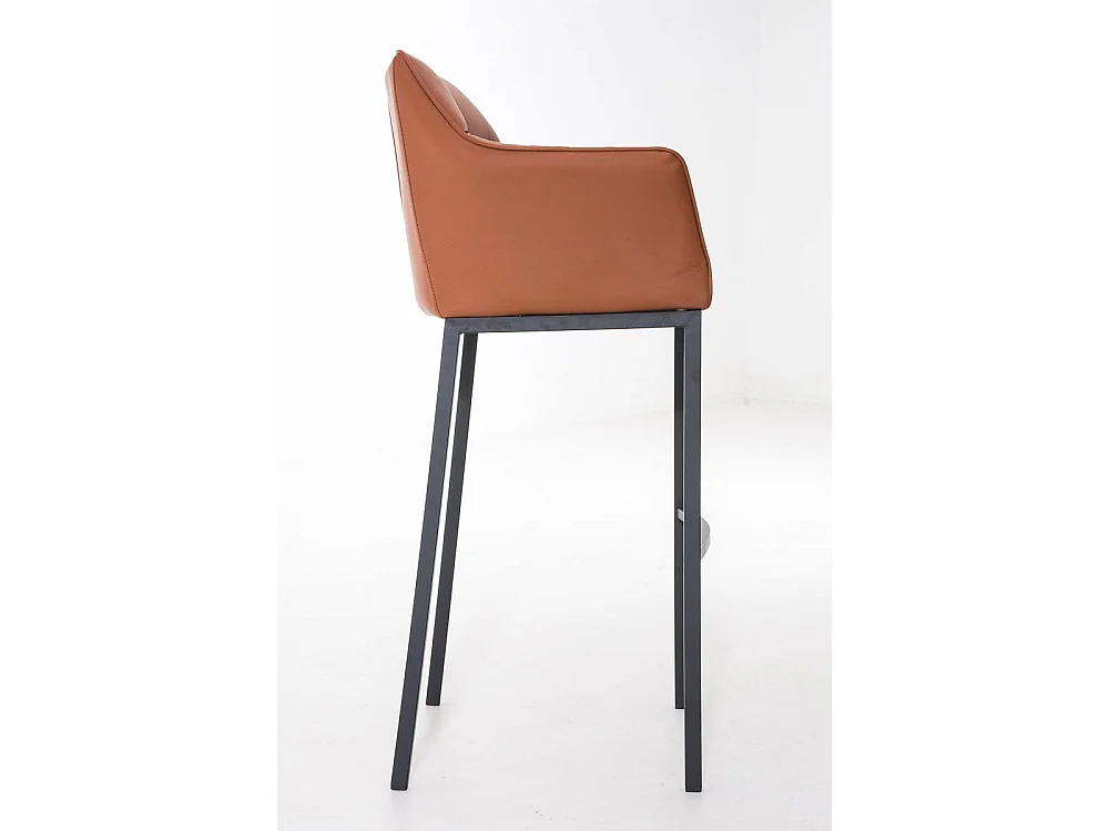Lot de 2  Tabouret de bar - Similicuir & Noir - Marron clair - DAMASO
