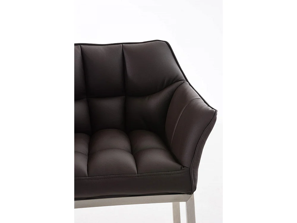 Lot de 2  Tabouret de bar - Similicuir & Acier inoxydable - Marron - DAMASO