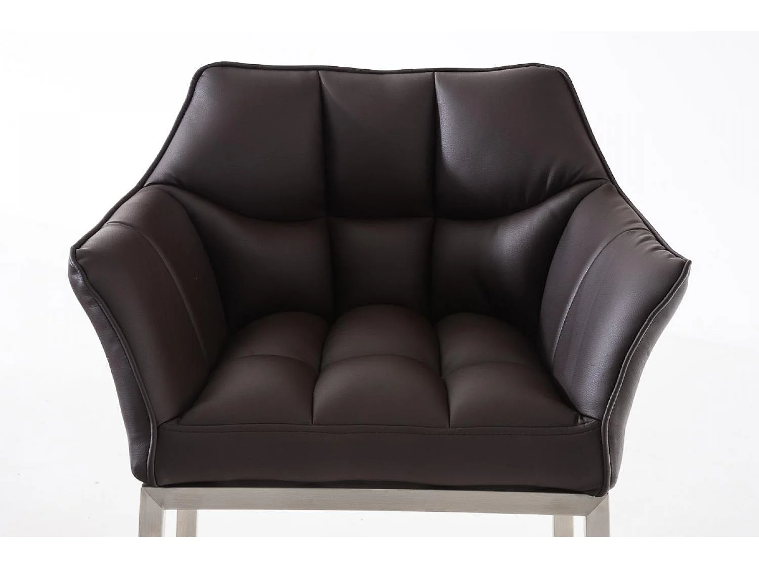 Lot de 2  Tabouret de bar - Similicuir & Acier inoxydable - Marron - DAMASO