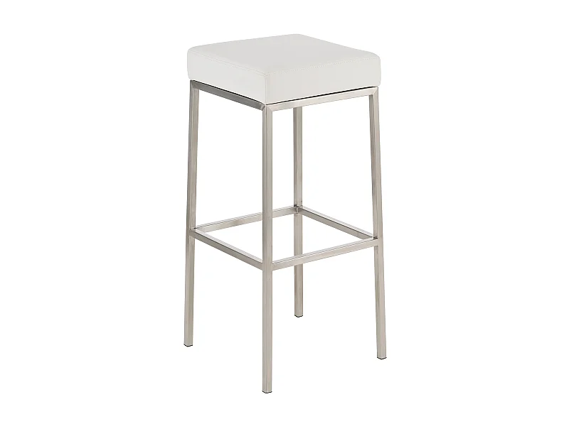 Tabouret de bar - Similicuir & Acier inoxydable - Blanc - Montreal 85