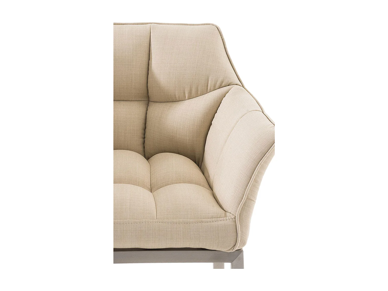 Lot de 2  Tabouret de bar - Tissu & Acier inoxydable - Crème - Damaso