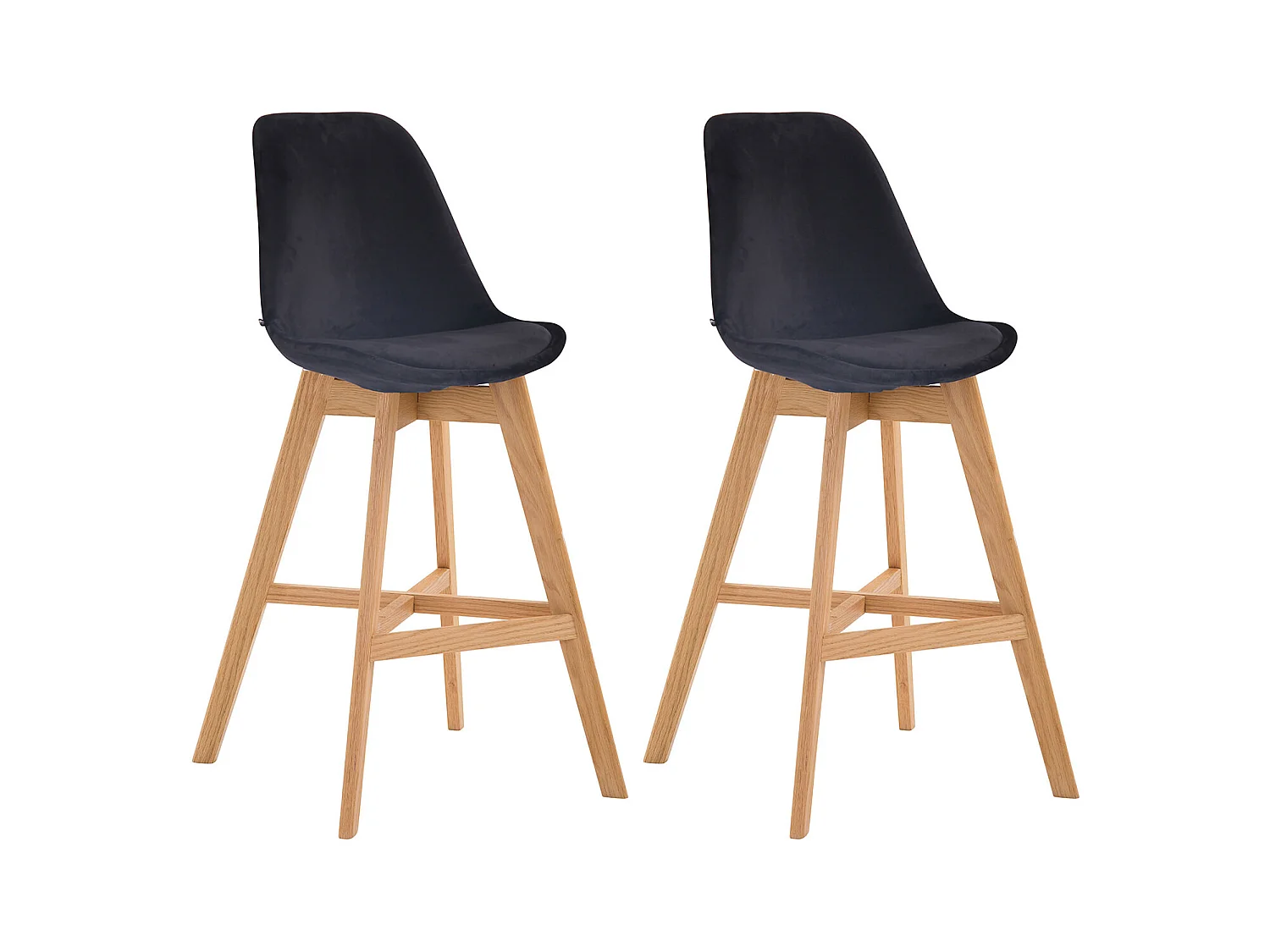 Lot de 2  Tabouret de bar - Velours & Nature - Noir - Cannes