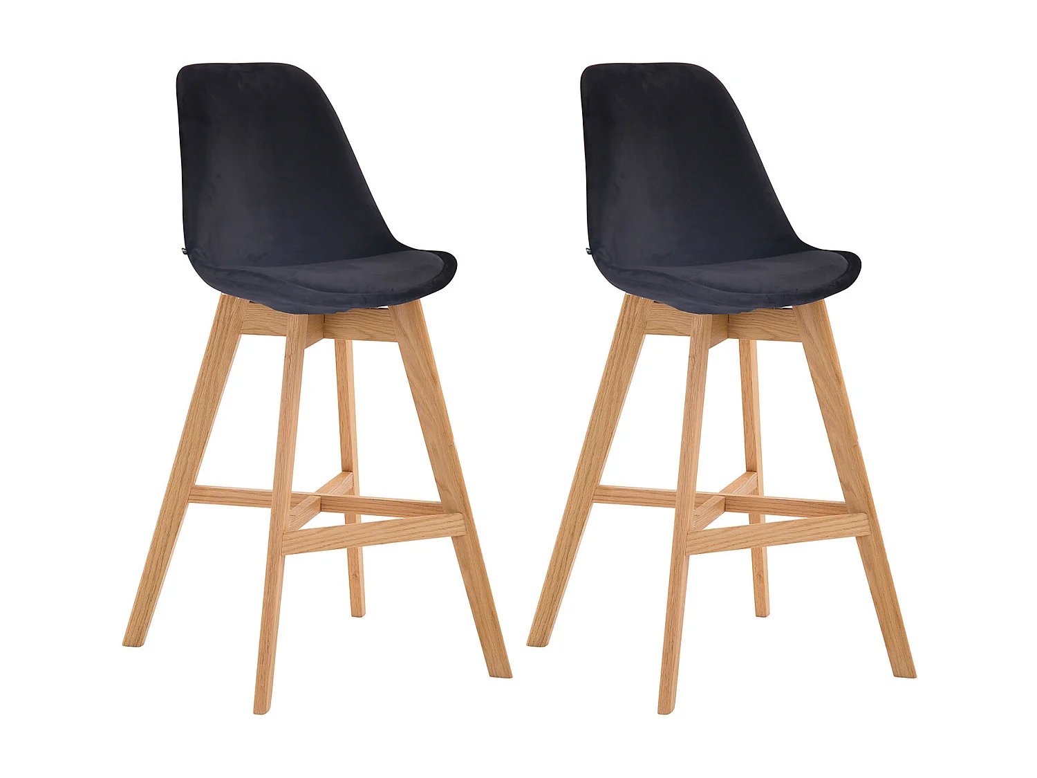 Lot de 2  Tabouret de bar - Velours & Nature - Noir - Cannes