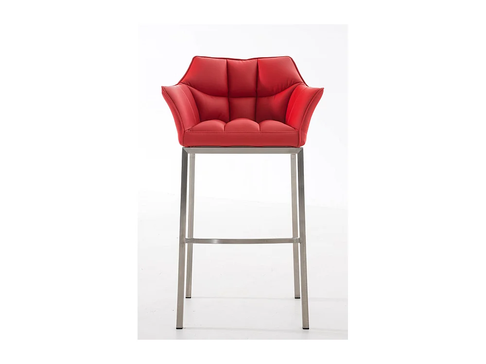 Barhocker - Kunstleder & edelstahl - rot - Damaso