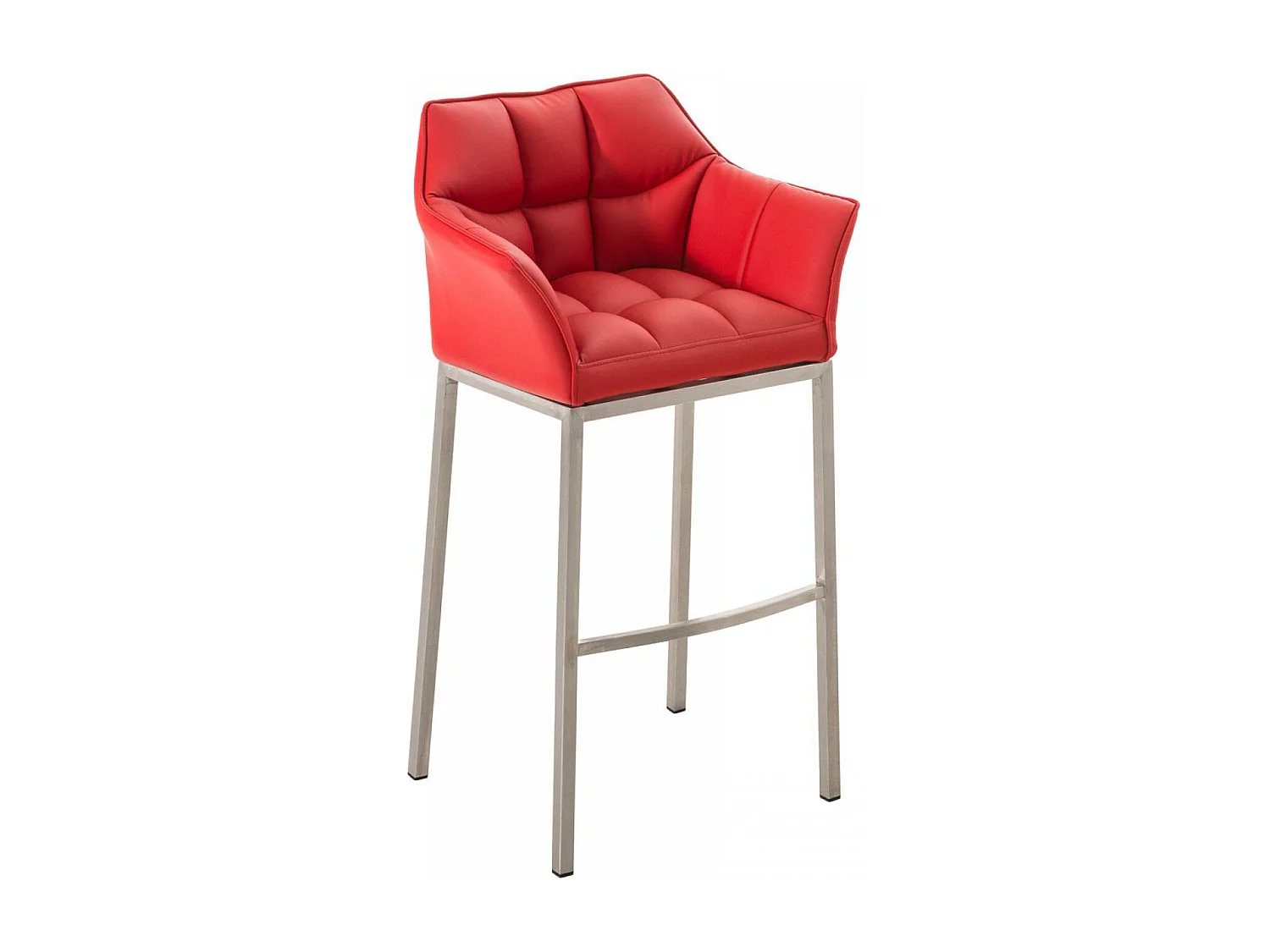 Tabouret de bar - Similicuir & Acier inoxydable - Rouge - Damaso