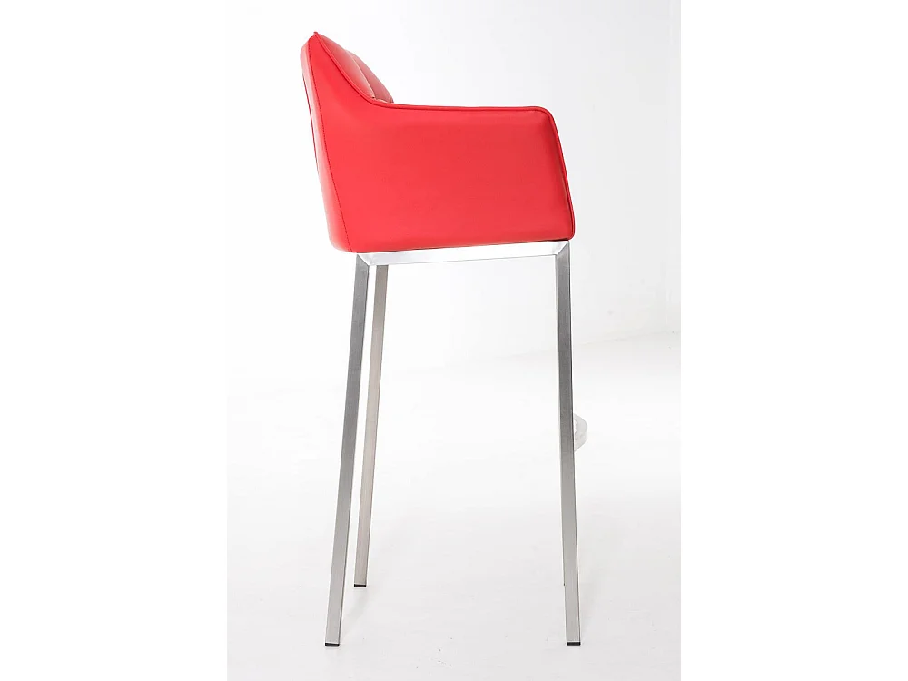 Tabouret de bar - Similicuir & Acier inoxydable - Rouge - Damaso