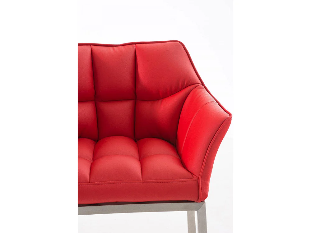 Tabouret de bar - Similicuir & Acier inoxydable - Rouge - Damaso