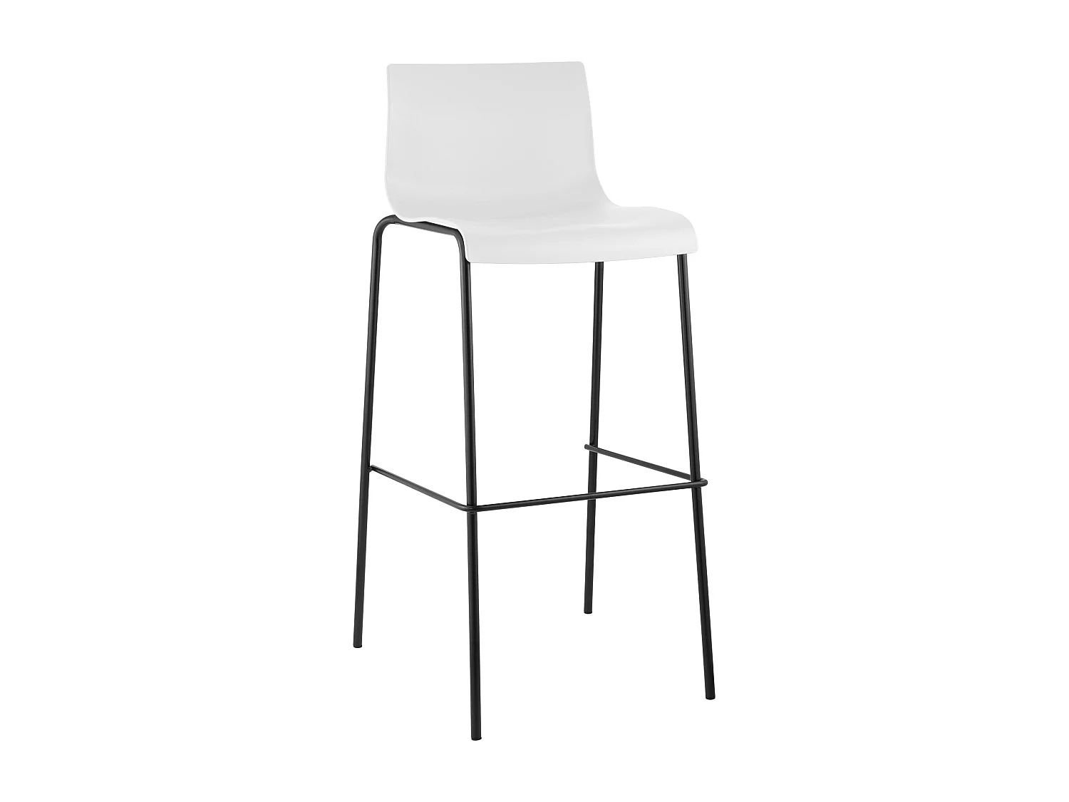 Tabouret de bar - Plastique & Noir - Blanc - Hover