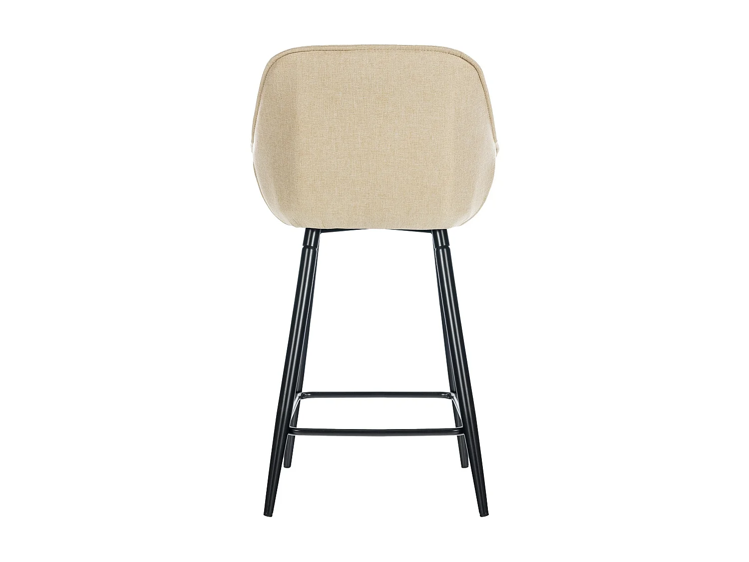 Lot de 2  Tabouret de bar - Tissu & Métal noir mat - Crème - Gibson