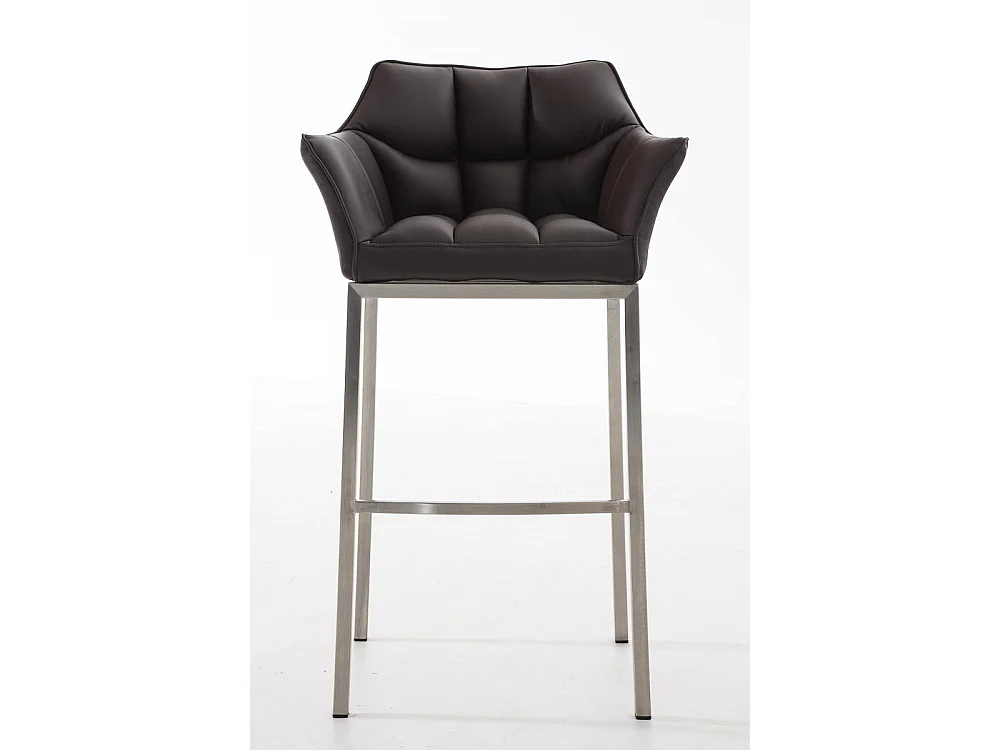 Tabouret de bar - Similicuir & Acier inoxydable - Marron - Damaso