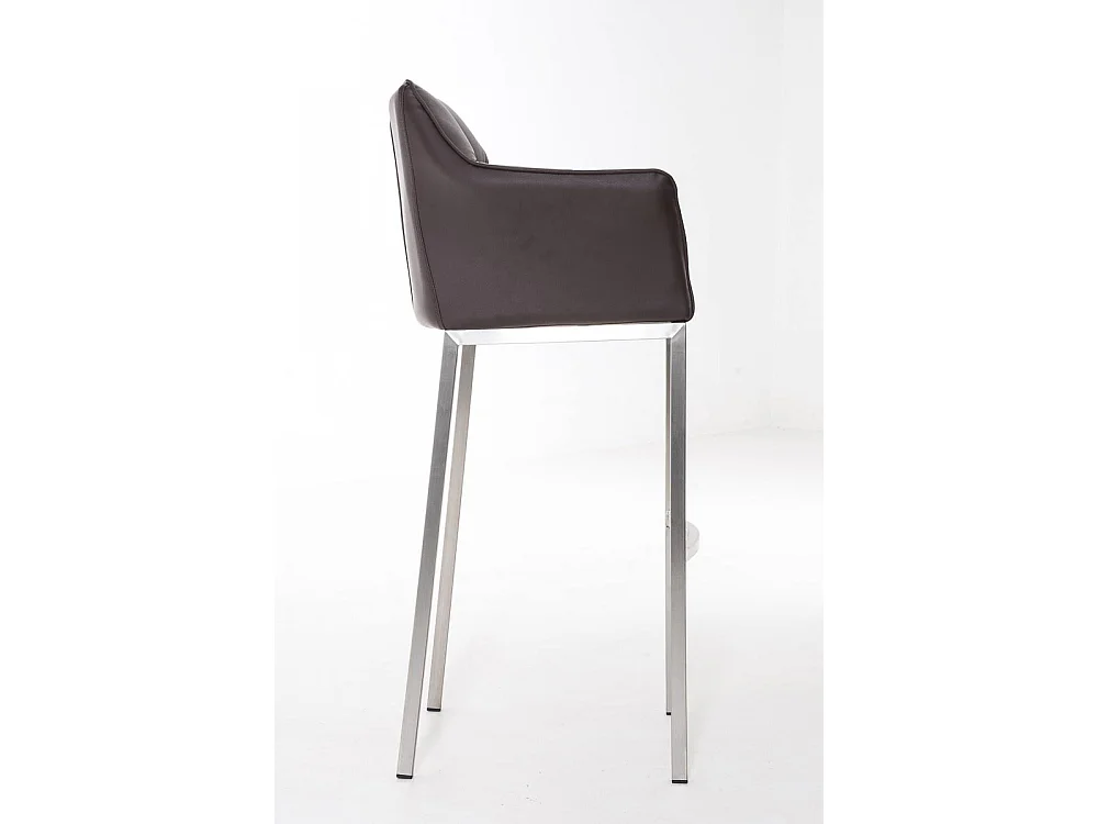 Tabouret de bar - Similicuir & Acier inoxydable - Marron - Damaso
