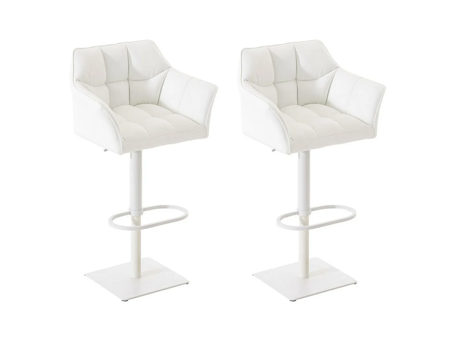 Lot de 2  Tabouret de bar - Similicuir & Blanc - Blanc - Damaso